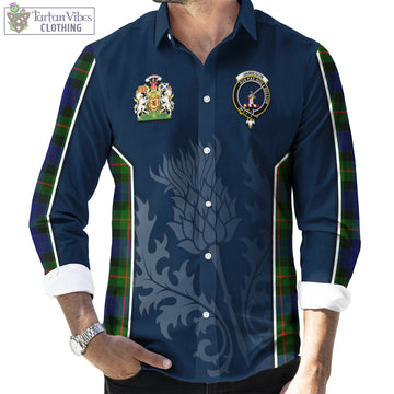 Jamieson Tartan Long Sleeve Button Up Shirt with Family Crest and Scottish Thistle Vibes Sport Style