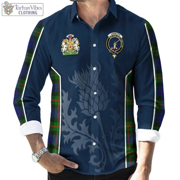 Jamieson Tartan Long Sleeve Button Up Shirt with Family Crest and Scottish Thistle Vibes Sport Style - Tartan Vibes Clothing