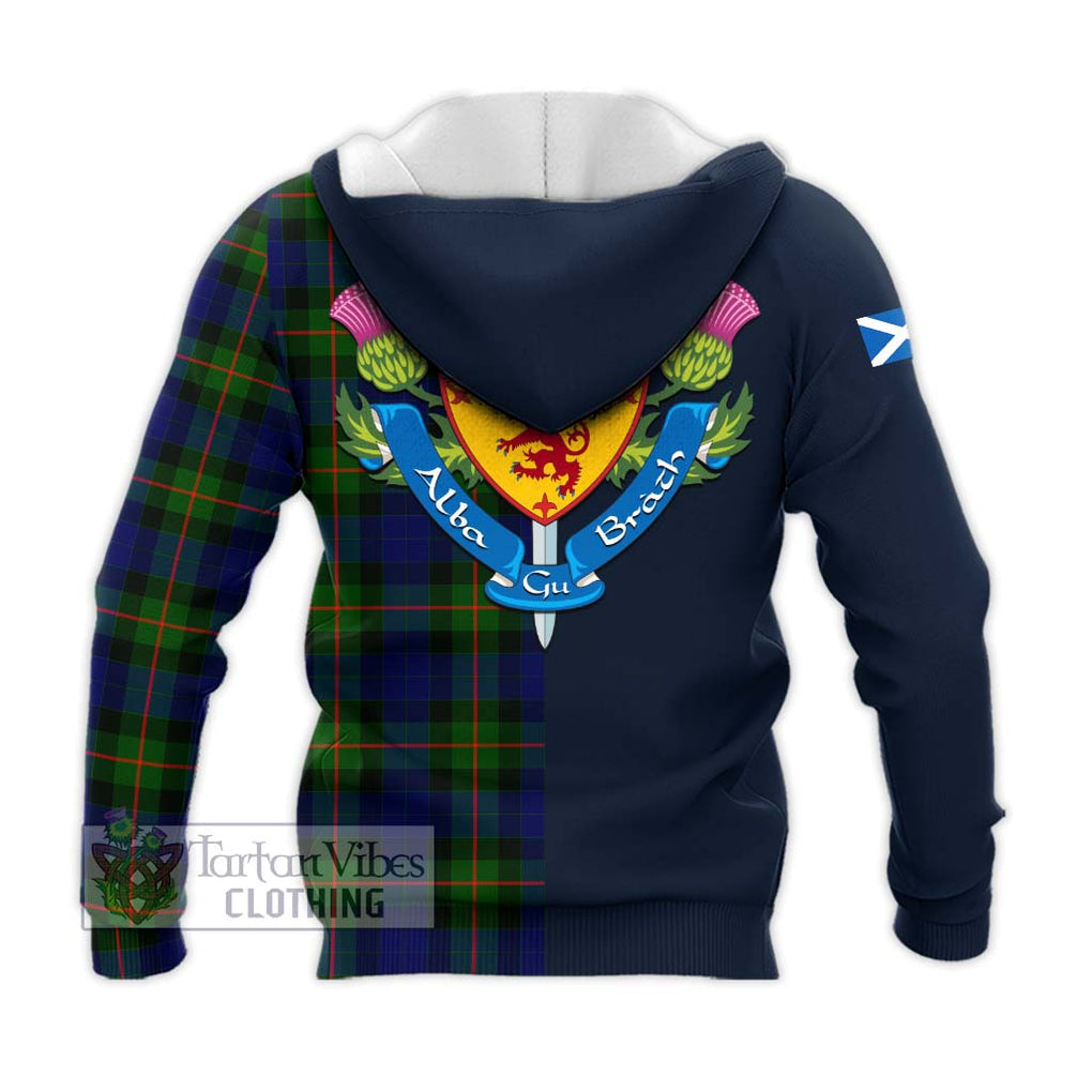 Jamieson Tartan Knitted Hoodie Alba with Scottish Lion Royal Arm Half Style - Tartan Vibes Clothing