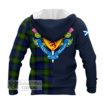 Jamieson Tartan Knitted Hoodie Alba with Scottish Lion Royal Arm Half Style - Tartan Vibes Clothing