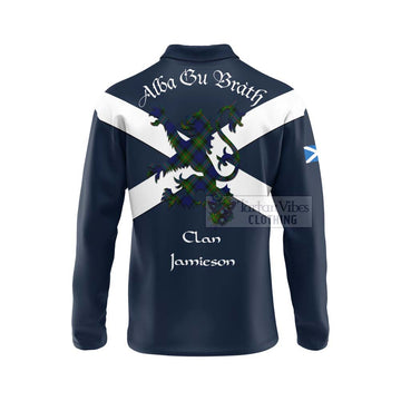 Jamieson Tartan Lion Rampant Long Sleeve Polo Shirt Proudly Display Your Heritage with Alba Gu Brath and Clan Name - Tartan Vibes Clothing