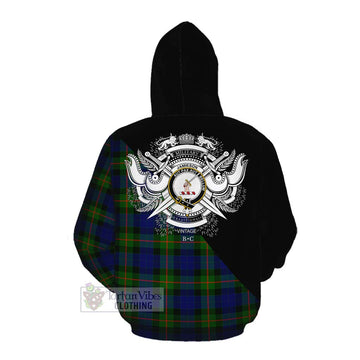 Jamieson Tartan Cotton Hoodie with Family Crest and Military Logo Style Pullover Hoodie - Tartan Vibes Clothing