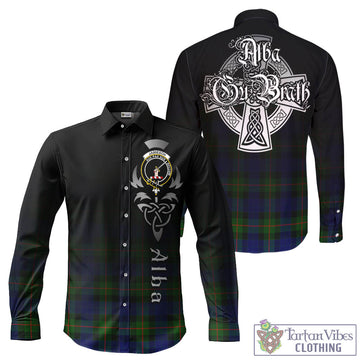 Jamieson Tartan Long Sleeve Button Up Featuring Alba Gu Brath Family Crest Celtic Inspired - Tartan Vibes Clothing