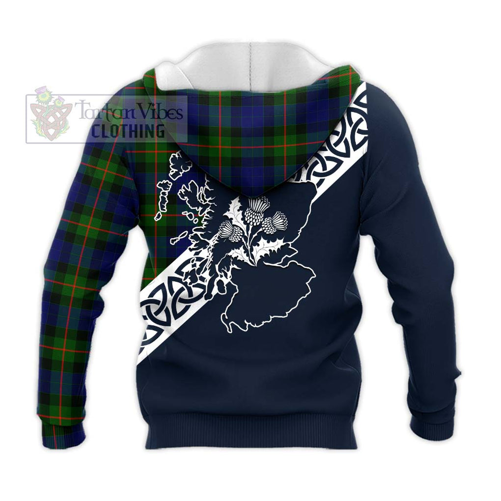 Jamieson Tartan Knitted Hoodie Featuring Thistle and Scotland Map - Tartan Vibes Clothing