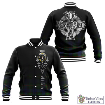 Jamieson Tartan Baseball Jacket Featuring Alba Gu Brath Family Crest Celtic Inspired - Tartan Vibes Clothing