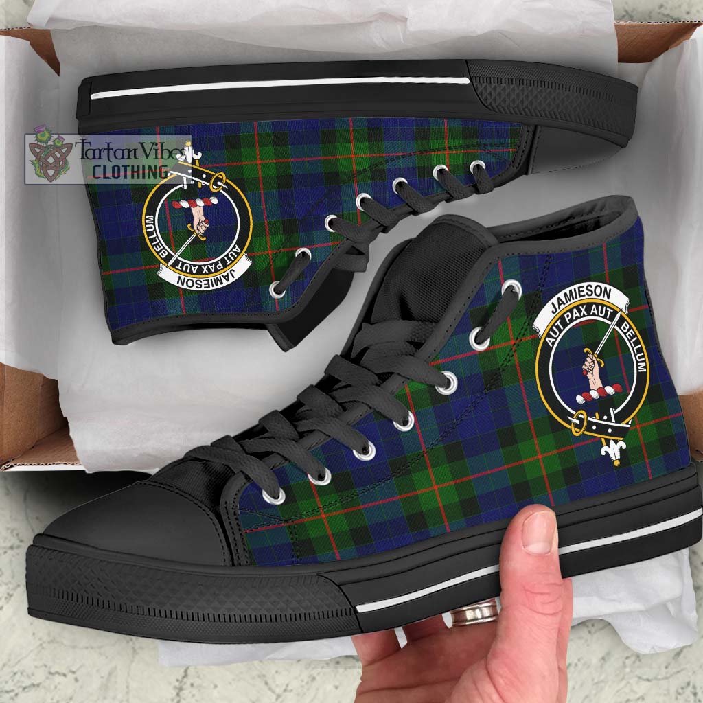 Jamieson Tartan High Top Shoes with Family Crest - Tartan Vibes Clothing