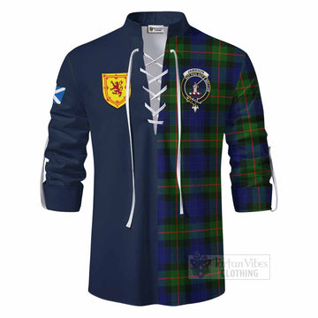Jamieson Tartan Ghillie Kilt Shirt Alba with Scottish Lion Royal Arm Half Style - Tartan Vibes Clothing
