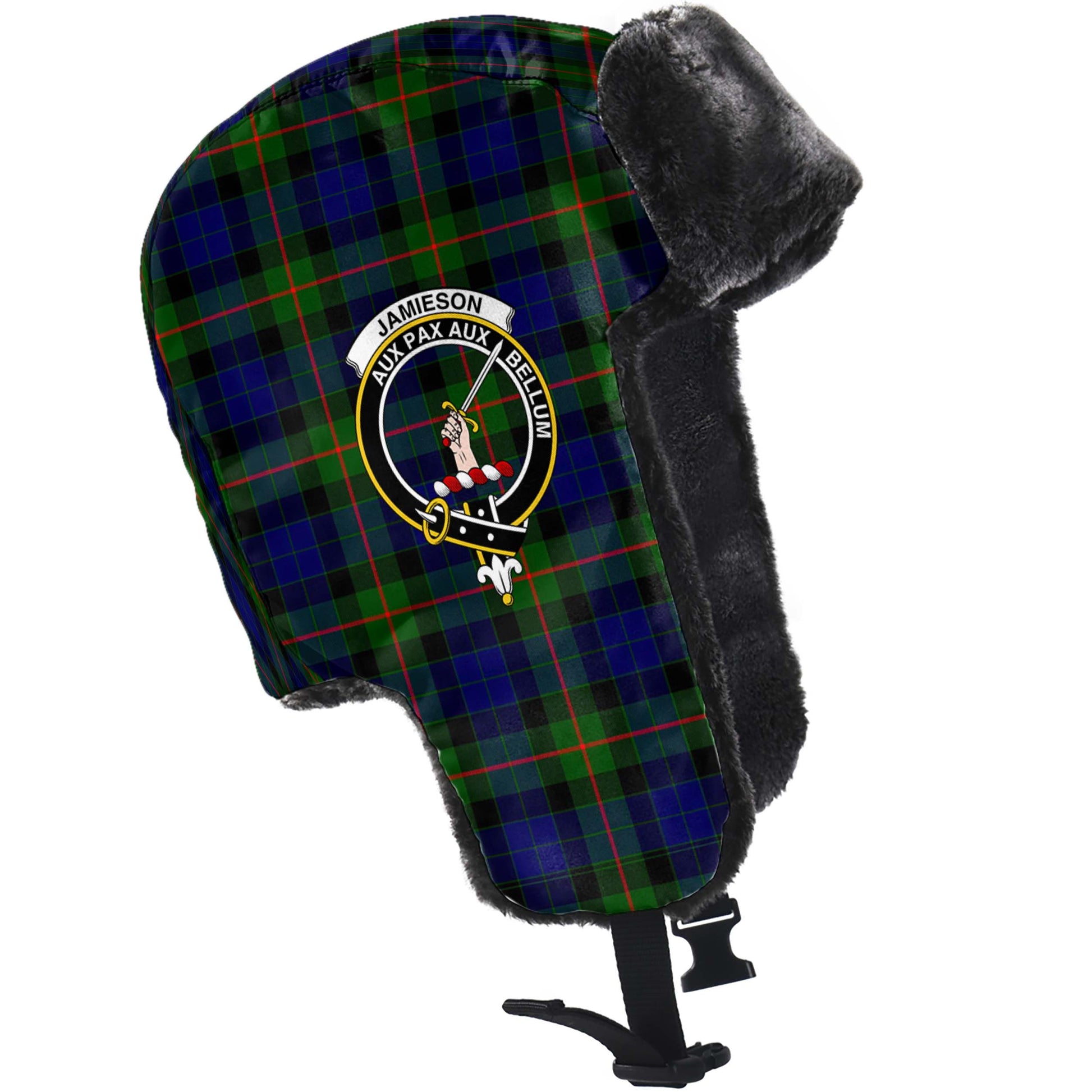 Jamieson Tartan Winter Trapper Hat with Family Crest - Tartan Vibes Clothing