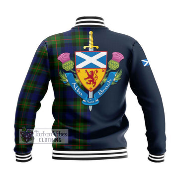 Jamieson Tartan Baseball Jacket Alba with Scottish Lion Royal Arm Half Style - Tartan Vibes Clothing