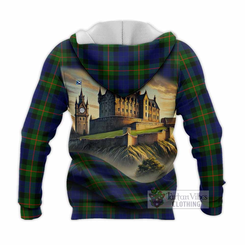 Jamieson Tartan Family Crest Knitted Hoodie with Scottish Ancient Castle Style - Tartan Vibes Clothing
