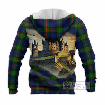 Jamieson Tartan Family Crest Knitted Hoodie with Scottish Ancient Castle Style - Tartan Vibes Clothing