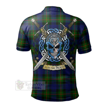 Jamieson Tartan Polo Shirt with Family Crest Celtic Skull Style - Tartan Vibes Clothing