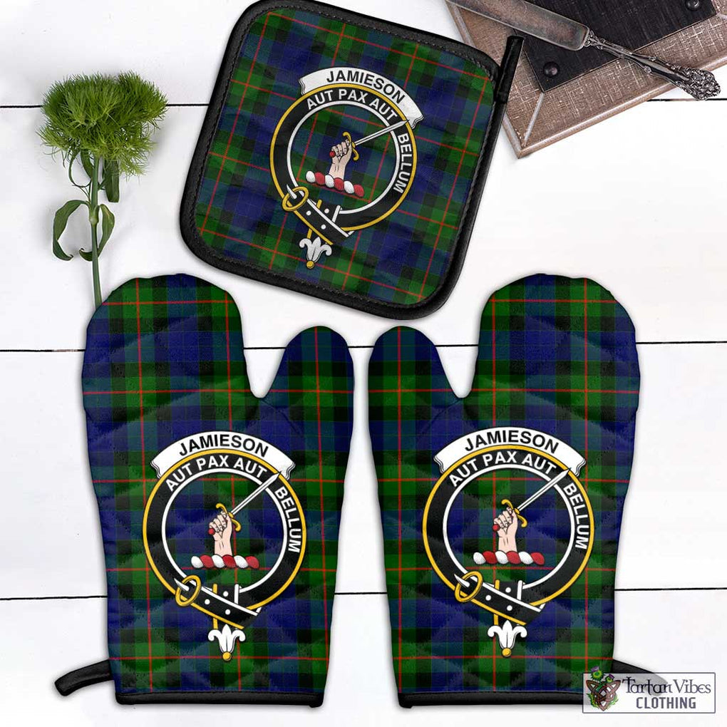 Jamieson Tartan Combo Oven Mitt & Pot-Holder with Family Crest Black - Tartan Vibes Clothing