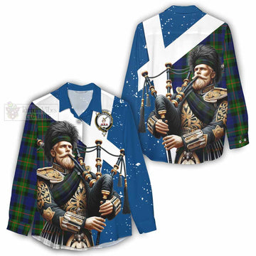 Jamieson Tartan Women's Casual Shirt with Family Crest Scottish Bagpiper Vibes - Tartan Vibes Clothing