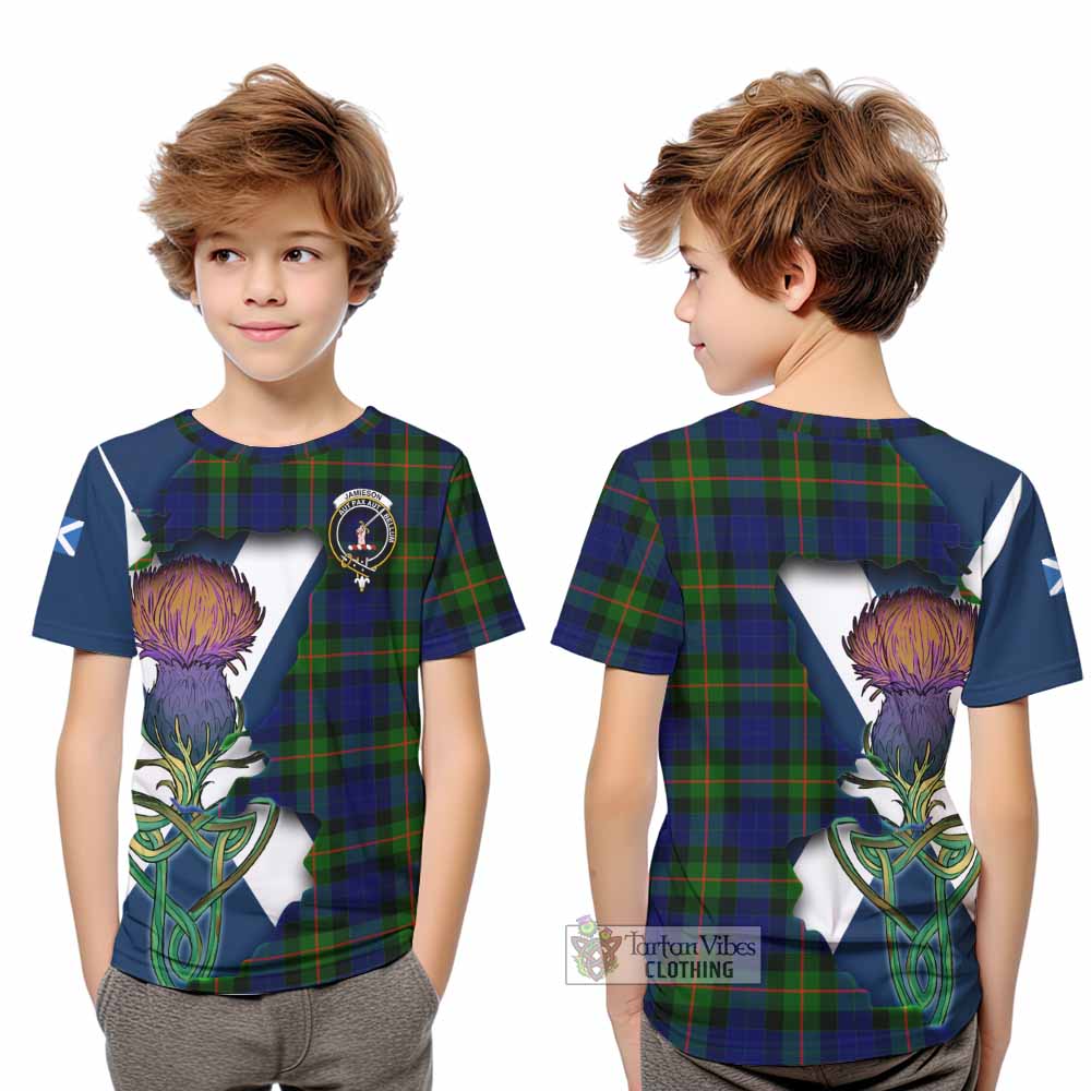 Jamieson Tartan Family Crest Kid T-Shirt Scottish Thistle Celtic Inspired - Tartan Vibes Clothing