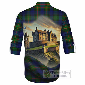 Jamieson Tartan Family Crest Ghillie Kilt Shirt with Scottish Ancient Castle Style - Tartan Vibes Clothing