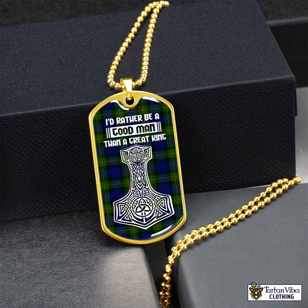 Jamieson Tartan Dog Tag Necklace Viking Mjolnir Style Gold No - Tartan Vibes Clothing