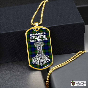 Tartan Vibes Clothing Jamieson Tartan Dog Tag Necklace Viking Mjolnir Style