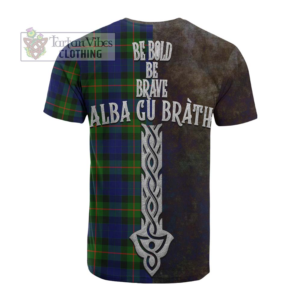 Tartan Vibes Clothing Jamieson Tartan Family Crest Cotton T-shirt Alba Gu Brath Be Brave Lion Ancient Style