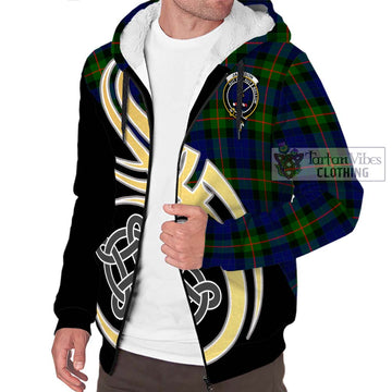 Jamieson Tartan Sherpa Hoodie with Family Crest and Celtic Symbol Style - Tartan Vibes Clothing