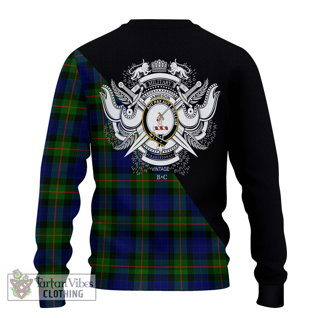 Jamieson Tartan Ugly Sweater with Family Crest and Military Logo Style - Tartan Vibes Clothing