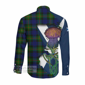 Jamieson Tartan Family Crest Long Sleeve Button Shirt Scottish Thistle Celtic Inspired Men's Shirt - Tartan Vibes Clothing