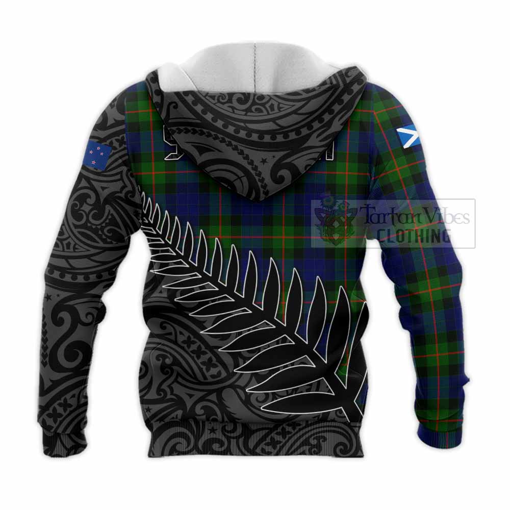 Tartan Vibes Clothing Jamieson Crest Tartan Knitted Hoodie with New Zealand Silver Fern Half Style