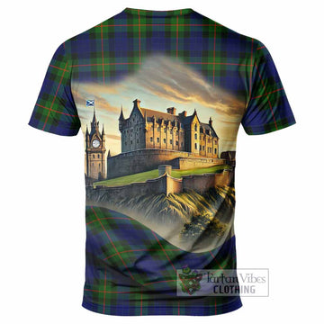 Jamieson Tartan Family Crest T-Shirt with Scottish Ancient Castle Style