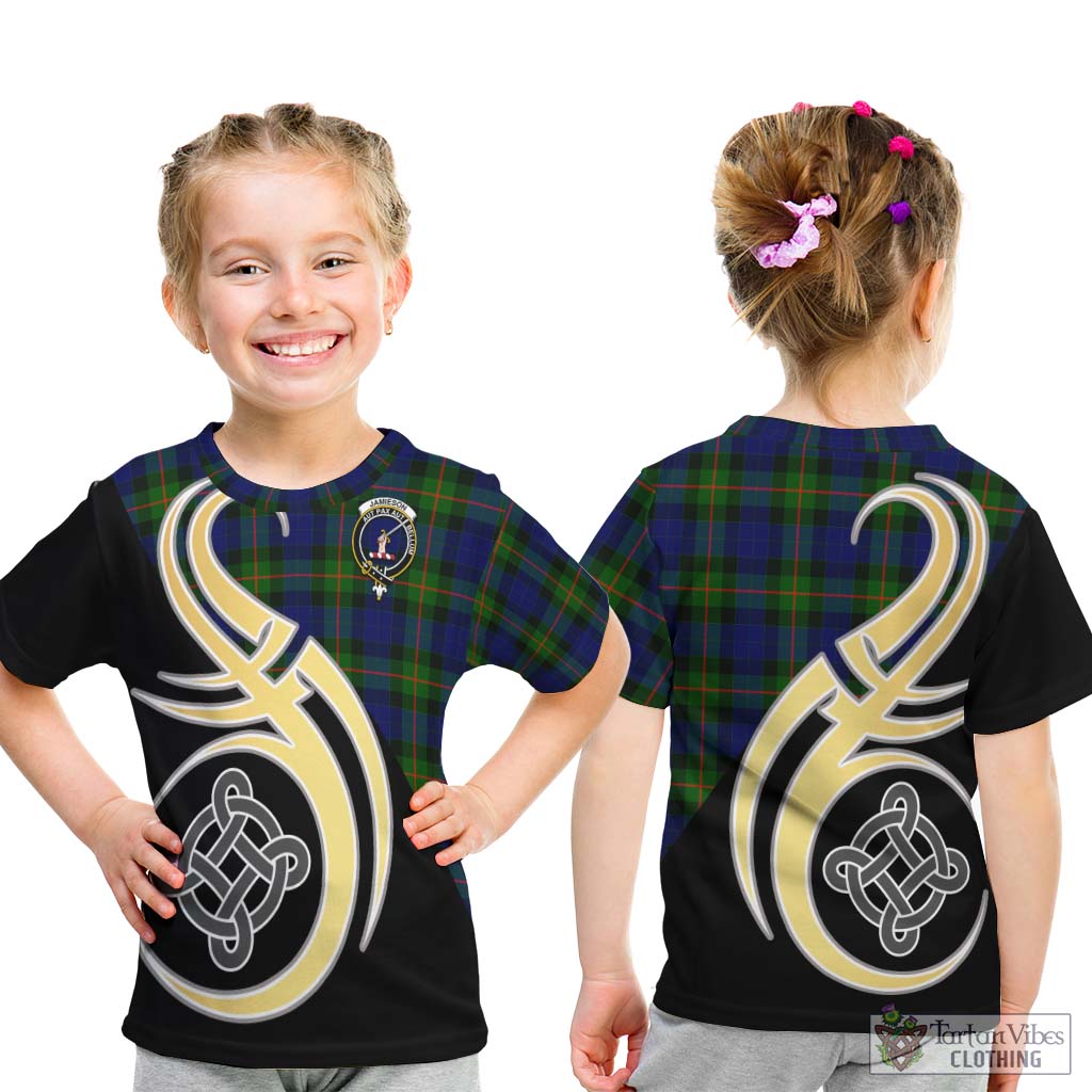 Jamieson Tartan Kid T-Shirt with Family Crest and Celtic Symbol Style - Tartan Vibes Clothing