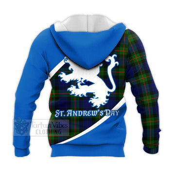 Jamieson Family Crest Tartan Knitted Hoodie Celebrate Saint Andrew's Day in Style - Tartan Vibes Clothing