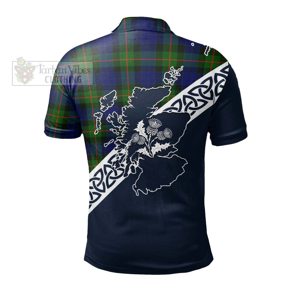 Jamieson Tartan Polo Shirt Featuring Thistle and Scotland Map - Tartanvibesclothing Store