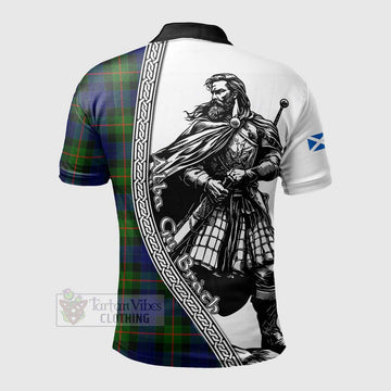 Jamieson Tartan Clan Crest Polo Shirt with Highlander Warrior Celtic Style - Tartan Vibes Clothing