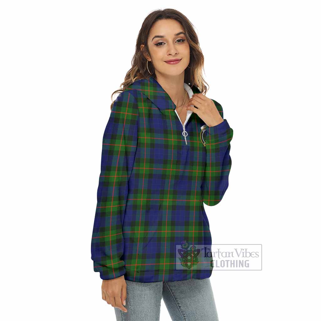Jamieson Tartan Women's Borg Fleece Hoodie with Half Zip with Family Crest - Tartan Vibes Clothing
