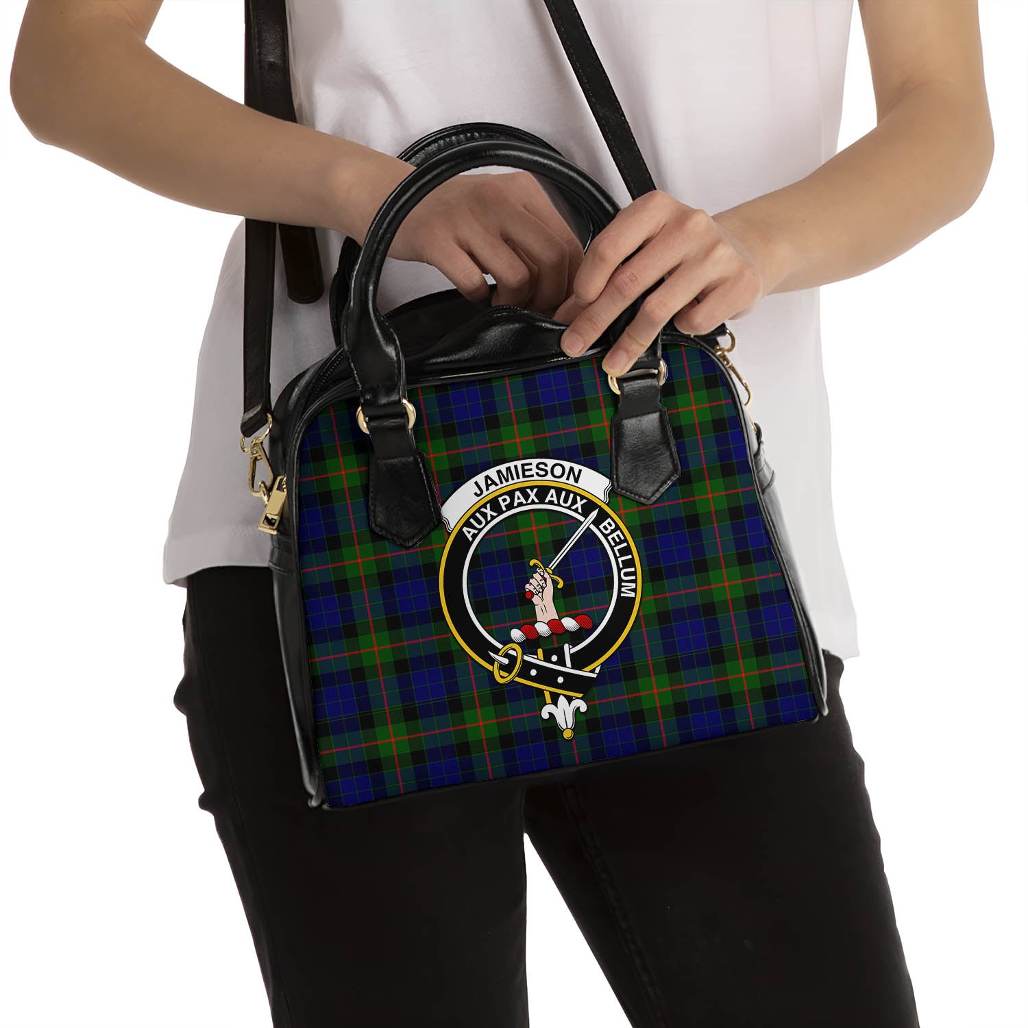 Jamieson Tartan Shoulder Handbags with Family Crest - Tartanvibesclothing