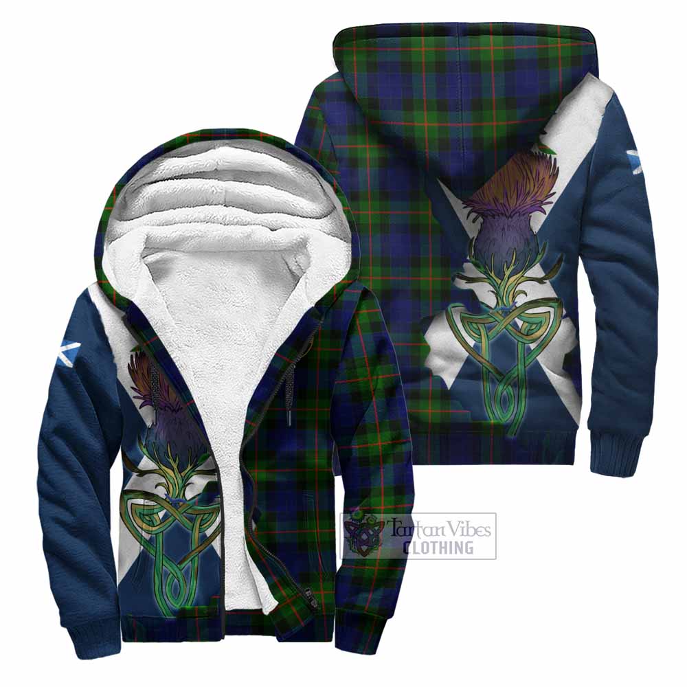 Jamieson Tartan Family Crest Sherpa Hoodie Scottish Thistle Celtic Inspired Unisex - Tartan Vibes Clothing