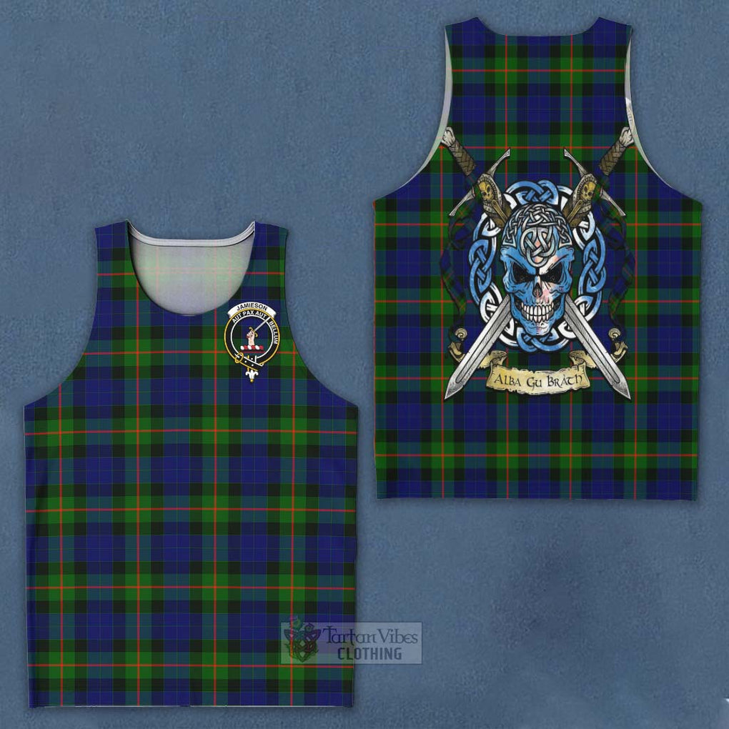 Jamieson Tartan Men's Tank Top with Family Crest Celtic Skull Style - Tartan Vibes Clothing