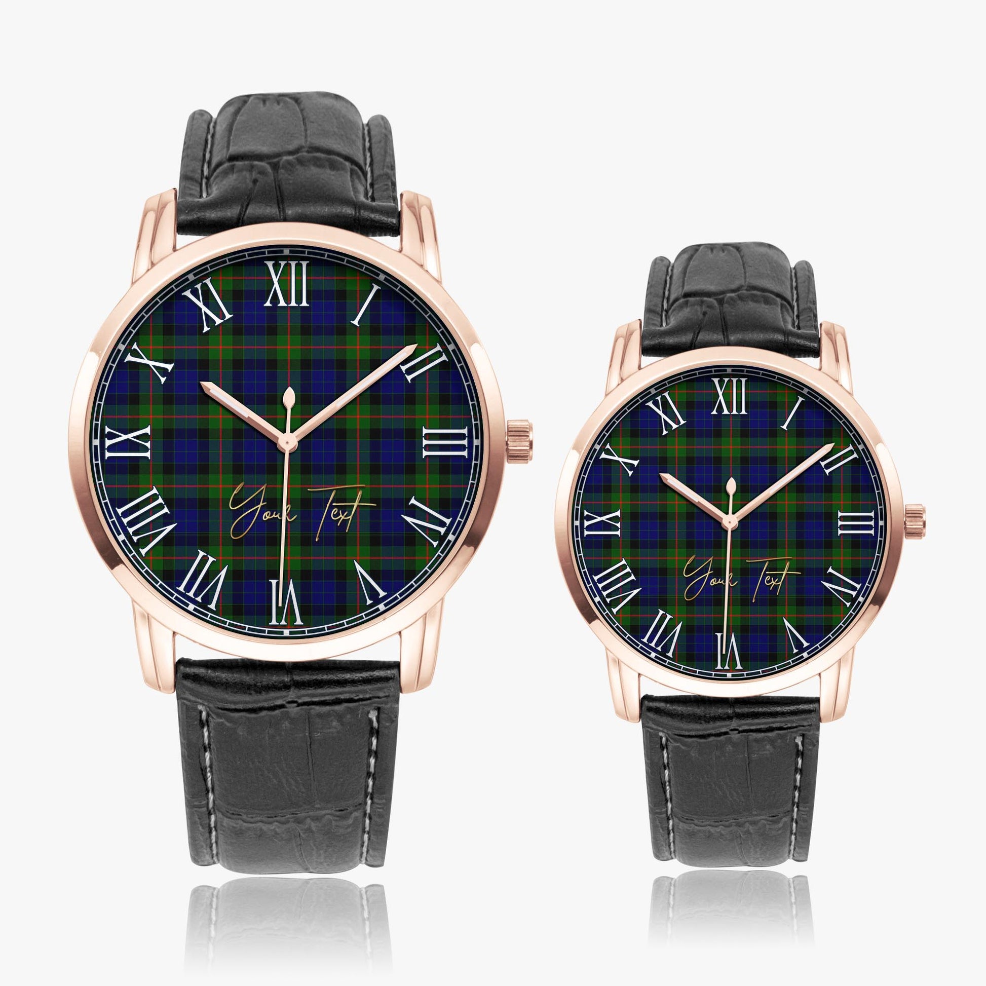 Jamieson Tartan Personalized Your Text Leather Trap Quartz Watch - Tartan Vibes Clothing
