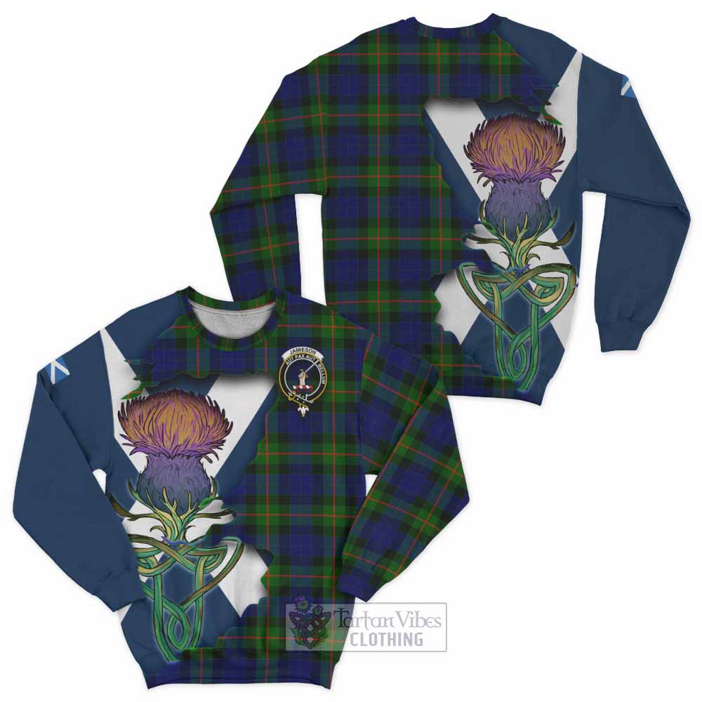 Jamieson Tartan Family Crest Sweatshirt Scottish Thistle Celtic Inspired - Tartan Vibes Clothing