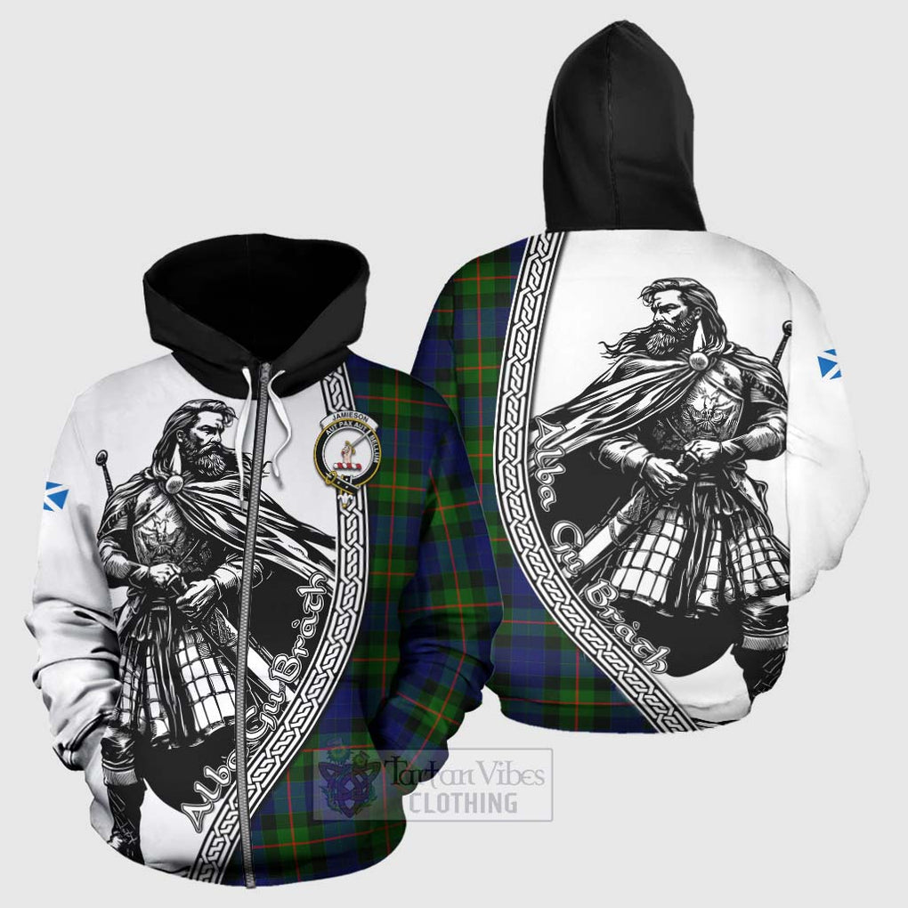 Jamieson Tartan Clan Crest Hoodie with Highlander Warrior Celtic Style - Tartan Vibes Clothing