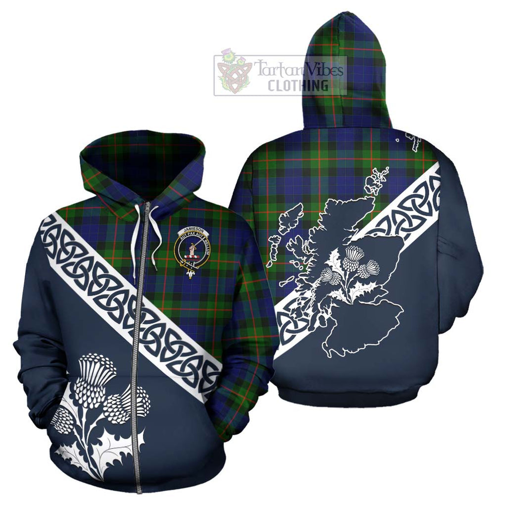 Jamieson Tartan Hoodie Featuring Thistle and Scotland Map - Tartan Vibes Clothing