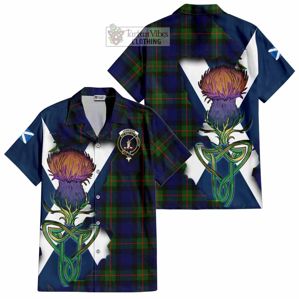 Jamieson Tartan Family Crest Hawaiian Shirt Scottish Thistle Celtic Inspired - Tartan Vibes Clothing