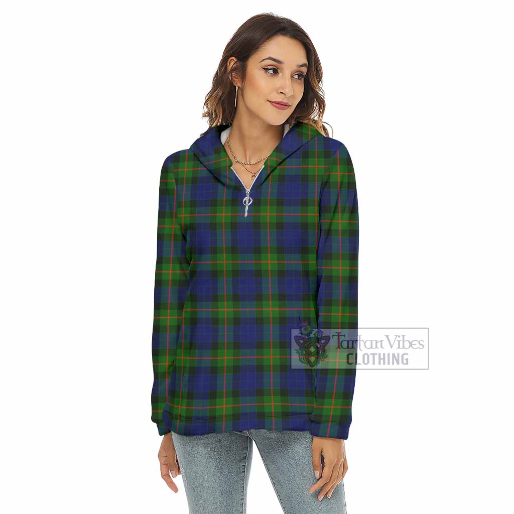 Jamieson Tartan Women's Borg Fleece Hoodie with Half Zip - Tartan Vibes Clothing