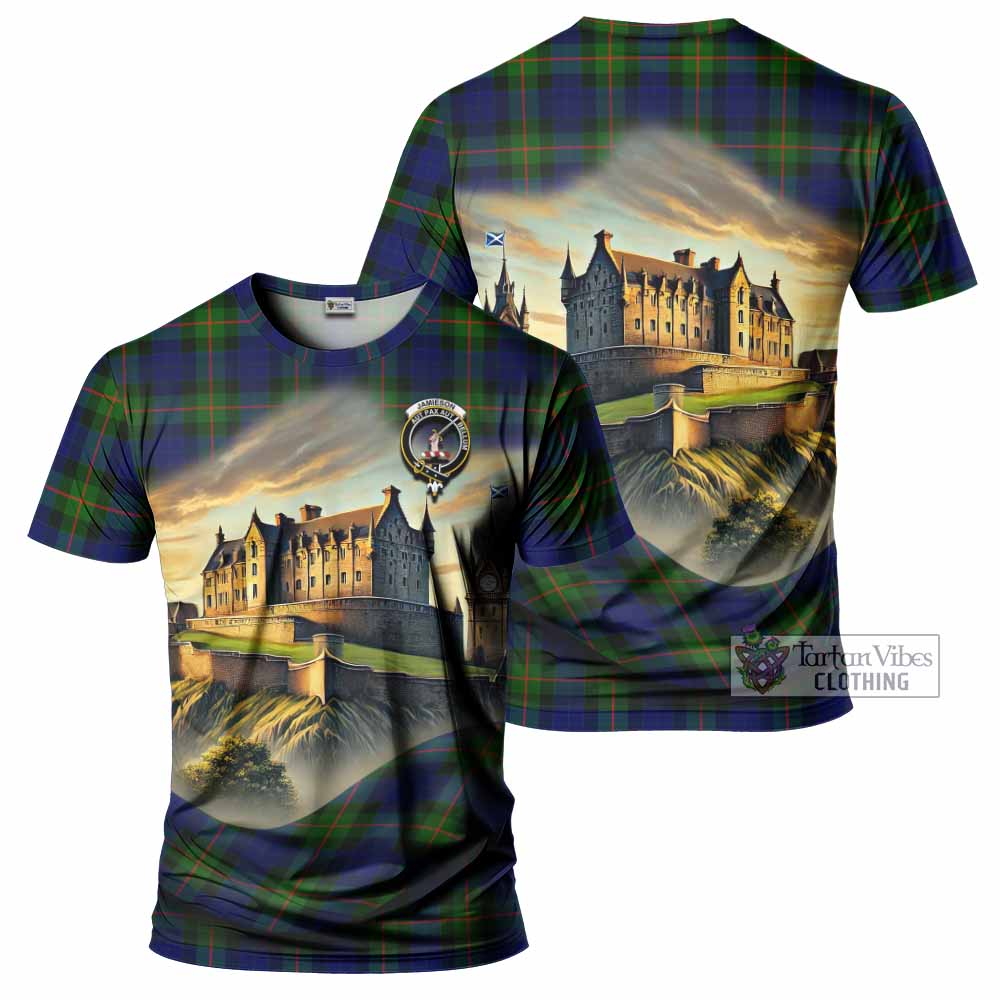 Tartan Vibes Clothing Jamieson Tartan Family Crest T-Shirt with Scottish Ancient Castle Stype