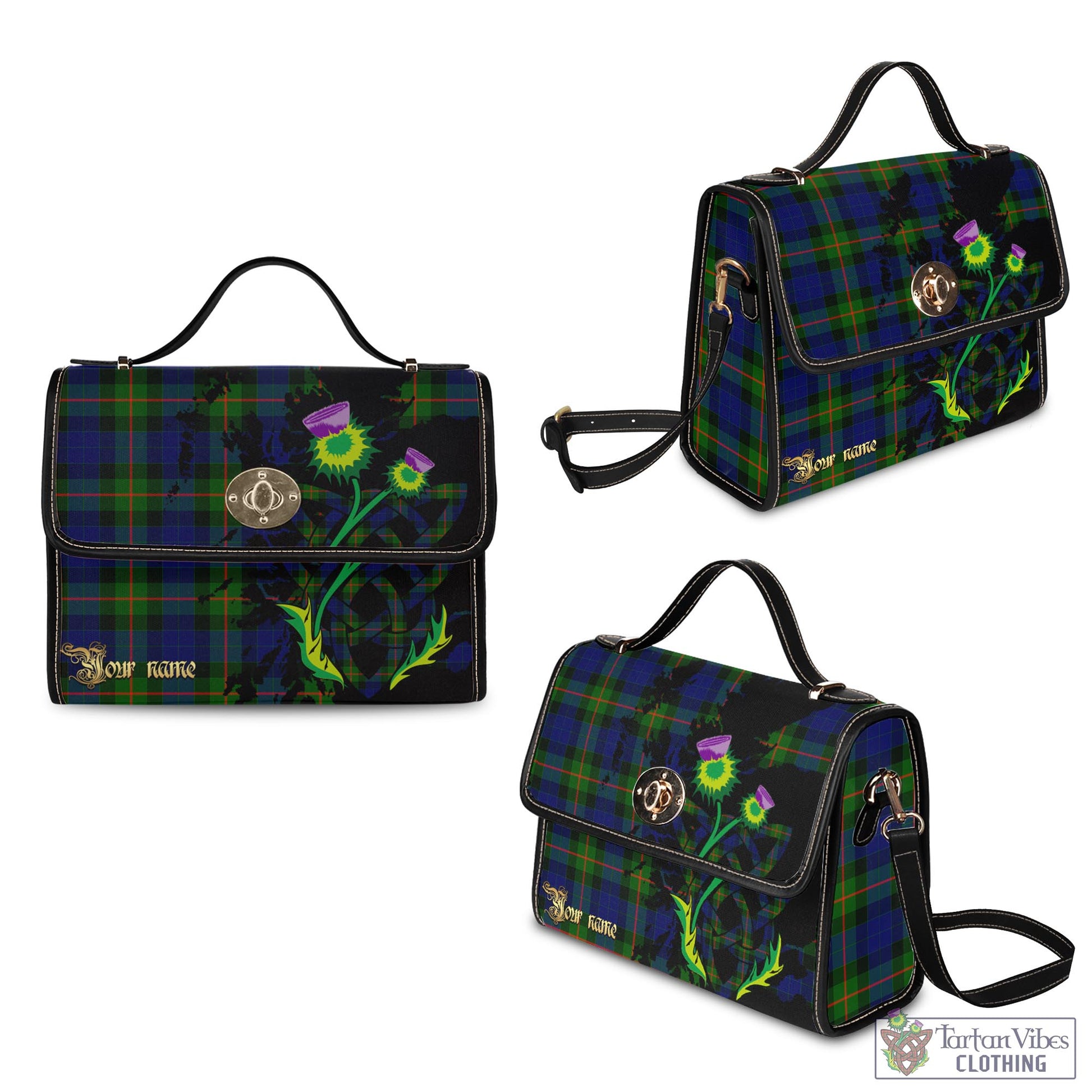 Tartan Vibes Clothing Jamieson Tartan Waterproof Canvas Bag with Scotland Map and Thistle Celtic Accents