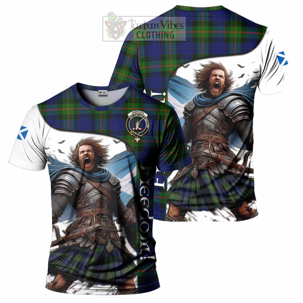 Jamieson Crest Tartan T-Shirt Inspired by the Freedom of Scottish Warrior - Tartan Vibes Clothing