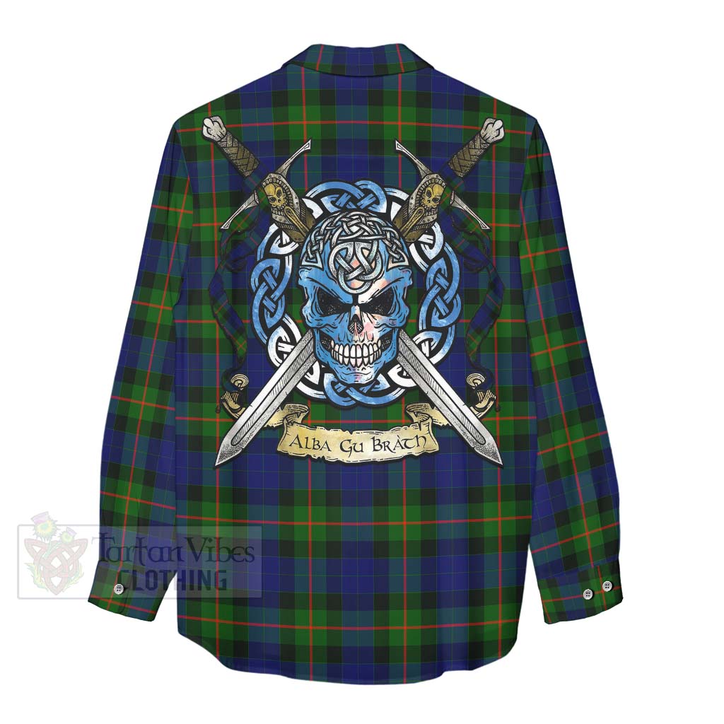 Jamieson Tartan Women's Casual Shirt with Family Crest Celtic Skull Style - Tartan Vibes Clothing