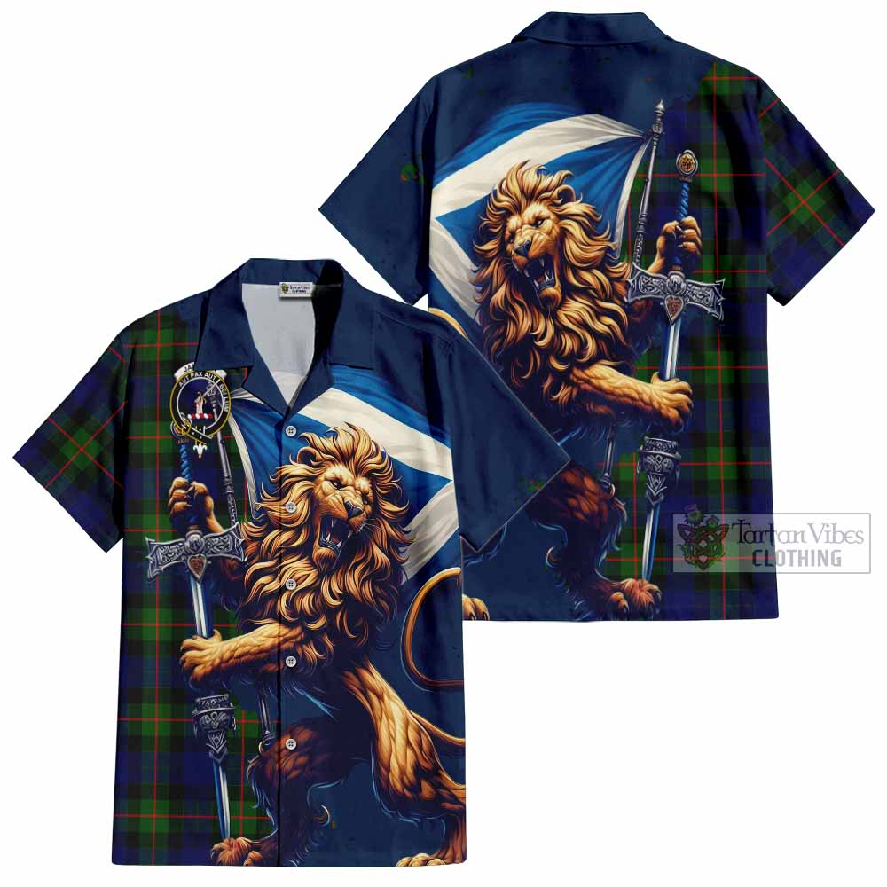 Jamieson Tartan Family Crest Hawaiian Shirt with Scottish Majestic Lion - Tartan Vibes Clothing
