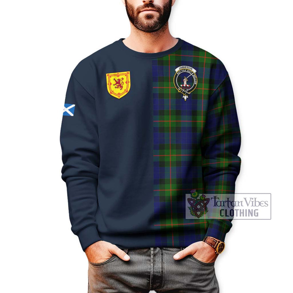 Jamieson Tartan Sweatshirt Alba with Scottish Lion Royal Arm Half Style - Tartan Vibes Clothing