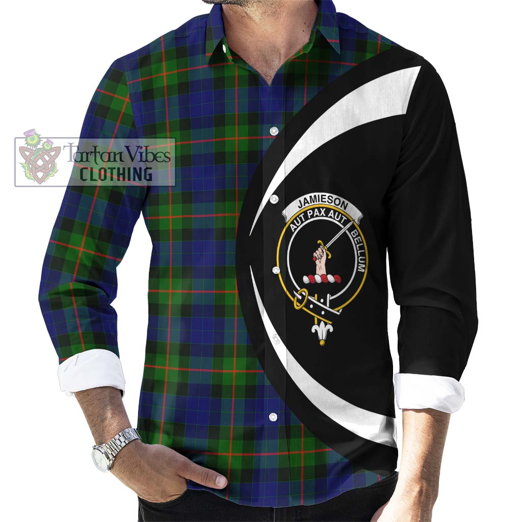 Jamieson Tartan Long Sleeve Button Up with Family Crest Circle Style - Tartan Vibes Clothing