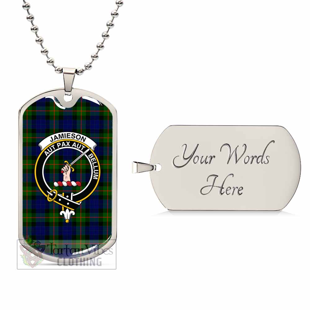 Jamieson Tartan Dog Tag Necklace with Family Crest Silver Yes - Tartan Vibes Clothing